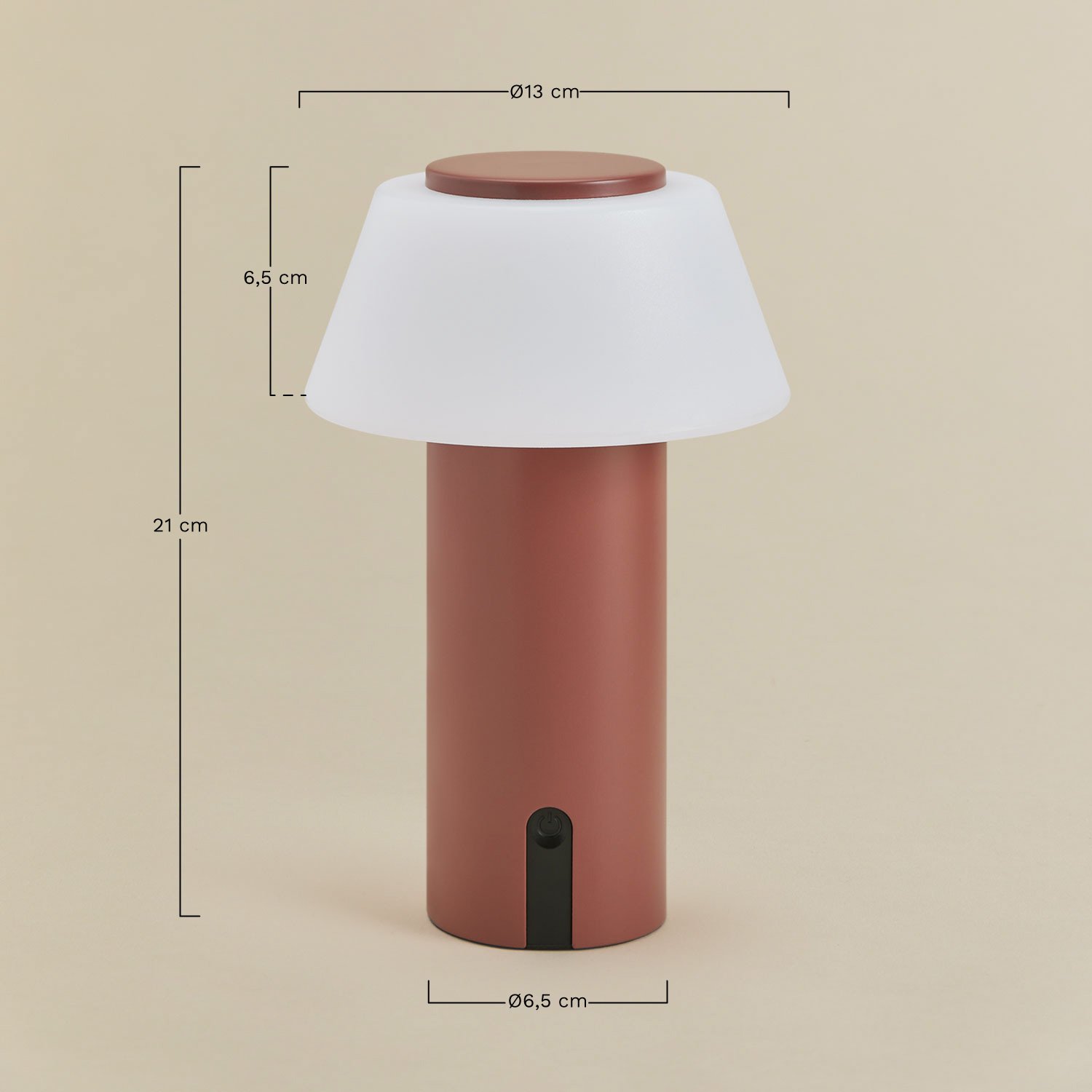 Wireless LED Outdoor Table Lamp in Iron Socotra, MEASURES