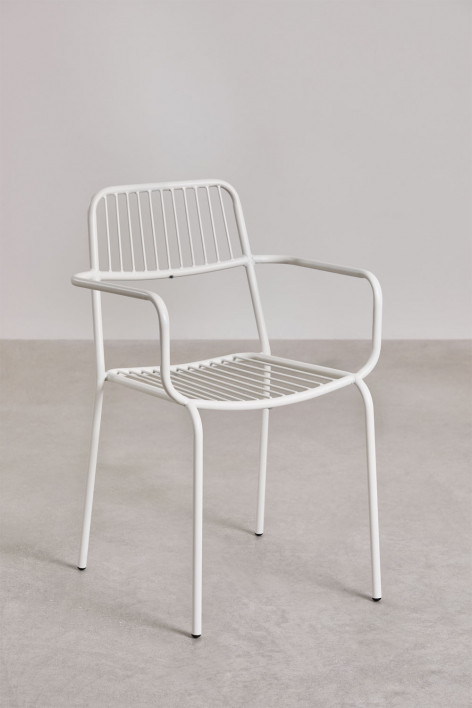Elton stackable garden chair with armrests in steel