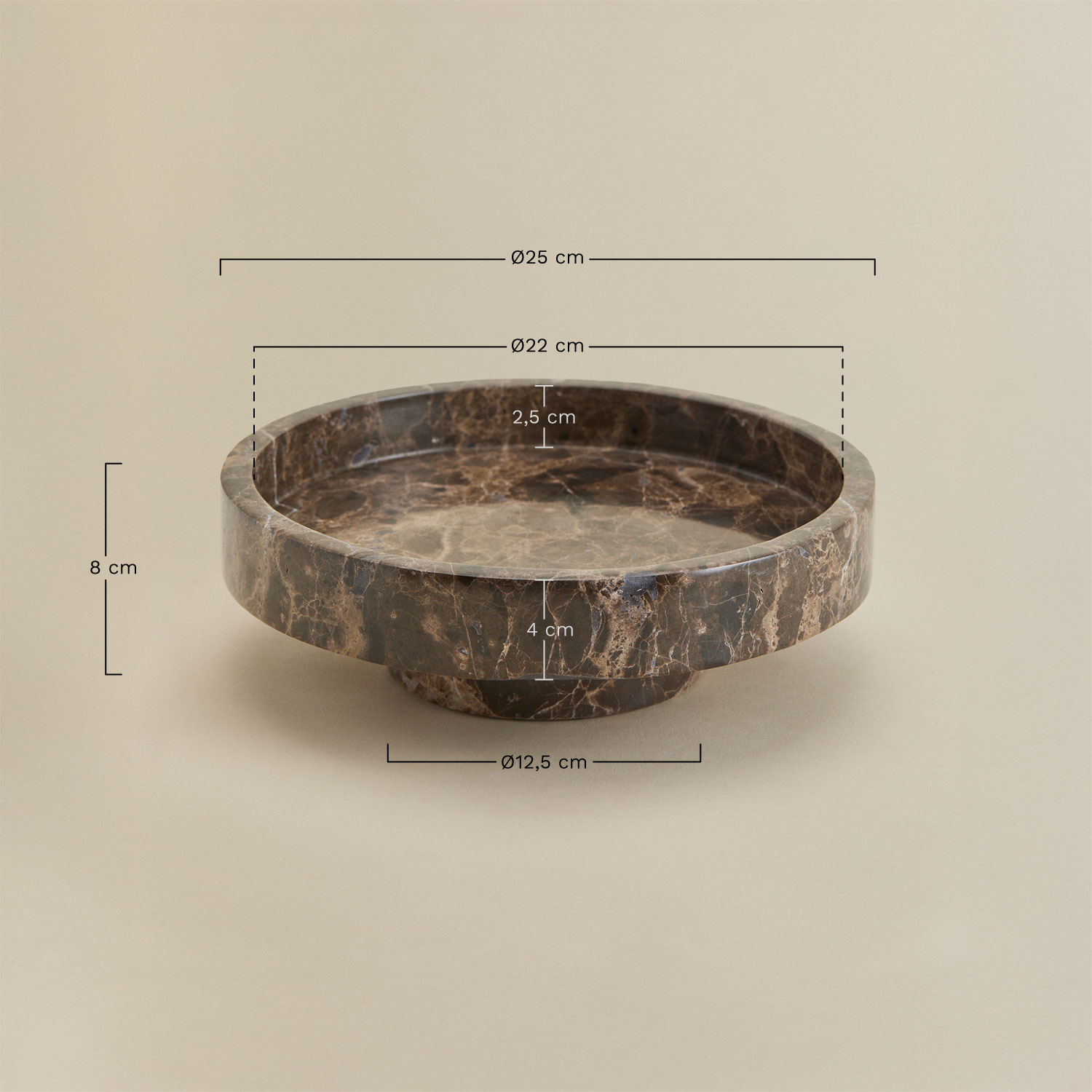 Kevara natural stone round catchall Ø25 cm, MEASURES