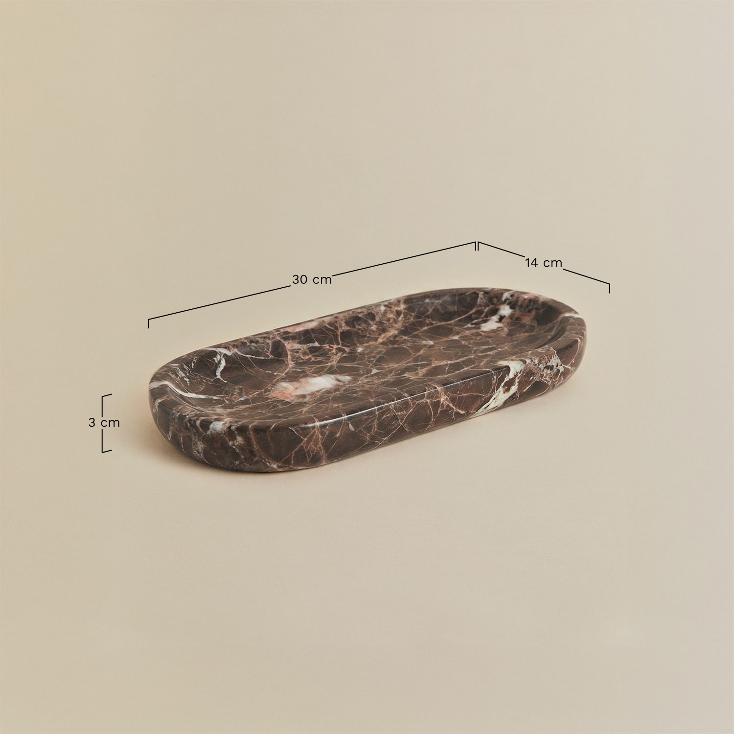 Ceranova natural stone decorative tray, MEASURES