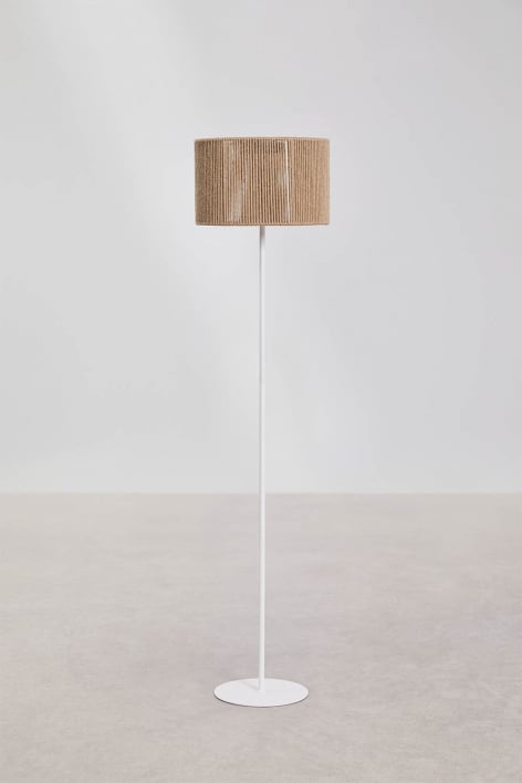 Wireless LED Solar Floor Lamp for Outdoor Use in Iron and Braided Rope Krabi