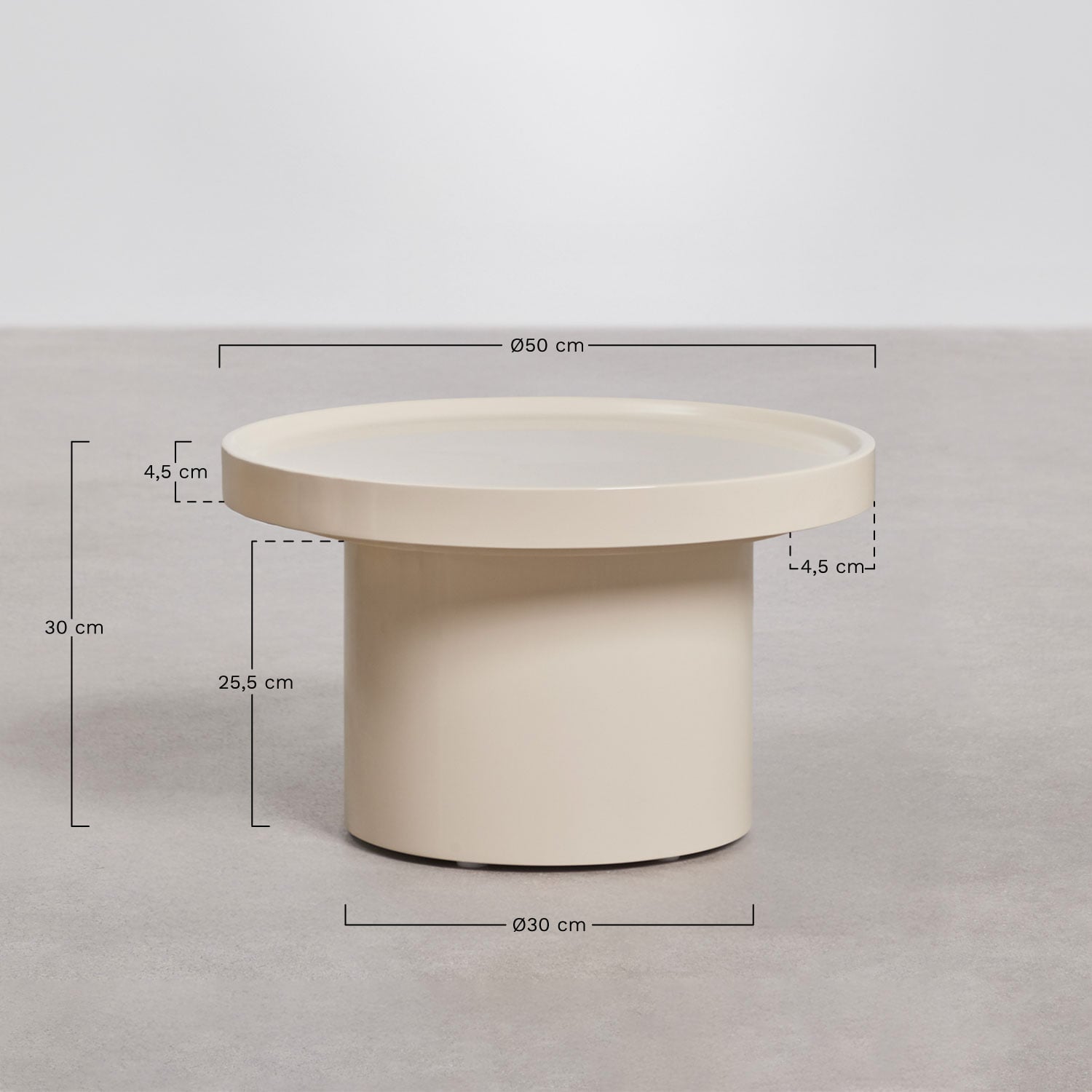 Round side table in MDF Cirela, MEASURES