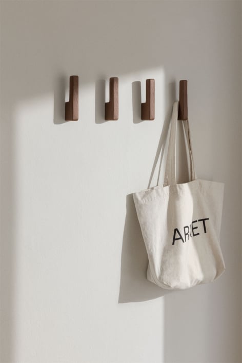 Set of 4 wooden wall hooks Zanter