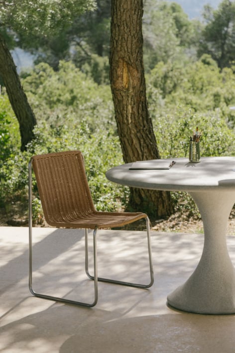 Omaha garden chair in stainless steel and synthetic rattan