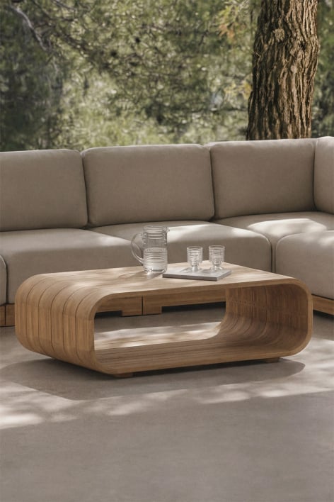 Rectangular 140x75 cm acacia wood Brivori garden coffee table