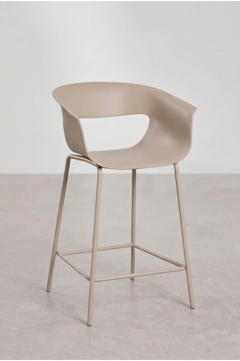 Pack of 4 high stools in polypropylene and steel Alanys - Moka Brown