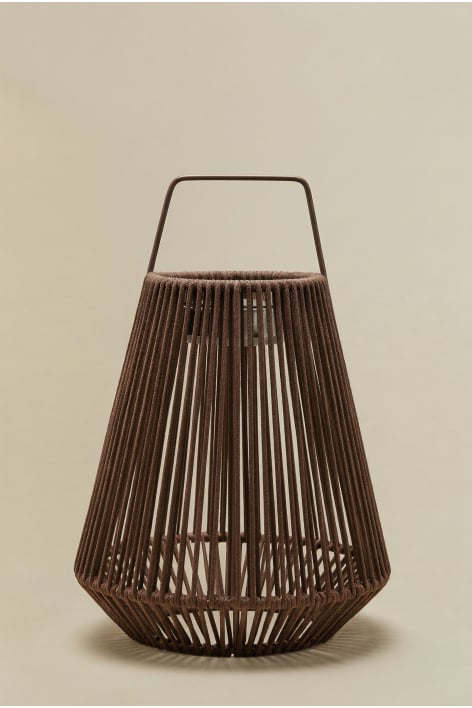 Wireless LED Solar Table Lamp for Outdoor Use in Iron and Braided Rope Liberian