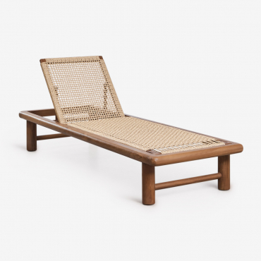 Pack Of 2 Reclining Loungers In Teak Wood Chad Dark Teak Wood - Sklum