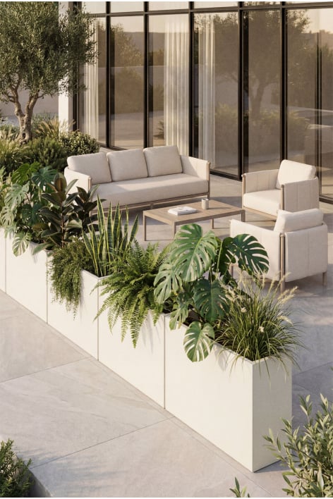 Rectangular outdoor cement planter Neyrua