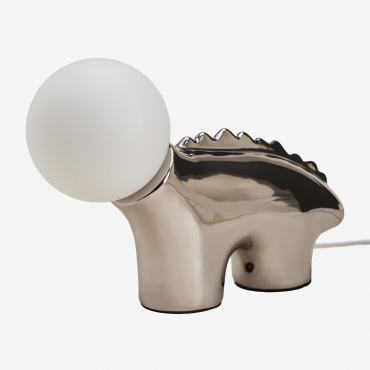 Maloa Kids Ceramic Table Lamp With Crystal Ball Grey Brass - Sklum