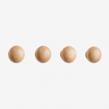 Set Of 4 Wooden Wall Hooks Crel Mango Wood - Sklum