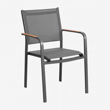 Stackable Garden Chair With Aluminum Armrests Archer Grey Graphite - Sklum