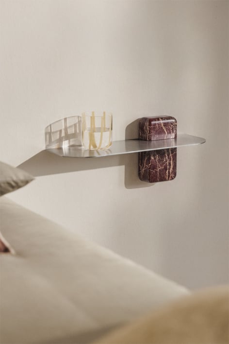 Floating nightstand 45x15 cm in Serbian stainless steel - Red Marble Cherry Gold