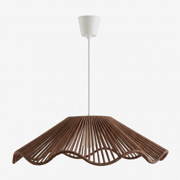 Kirinda Hanging Ceiling Lamp For Outdoor Use In Iron And Braided Rope Brown Chocolate - Sklum