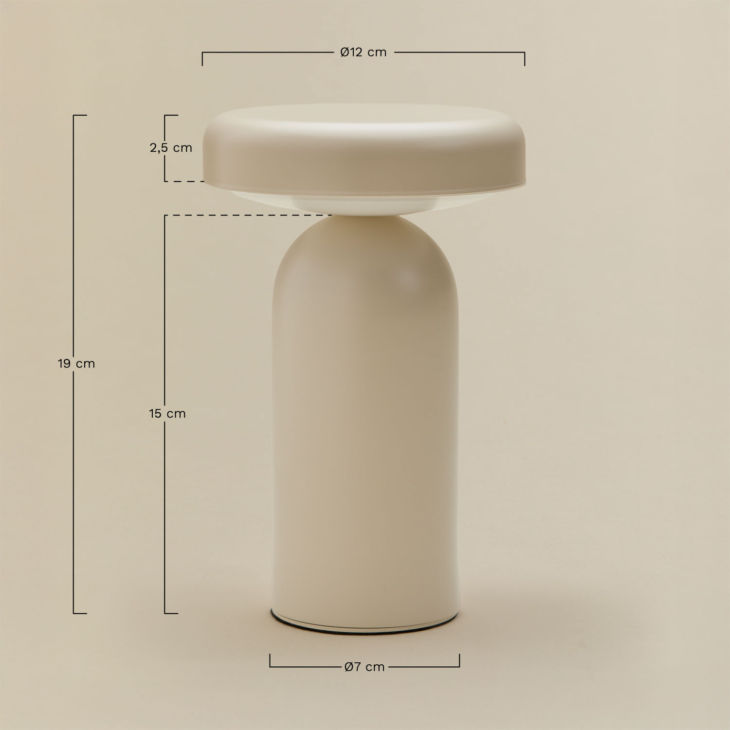 Wireless LED table lamp in iron Akita, MEASURES