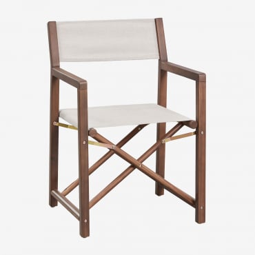 Pack Of 4 Folding Director Garden Chairs In Rondonia Acacia Wood Light Beige - Sklum