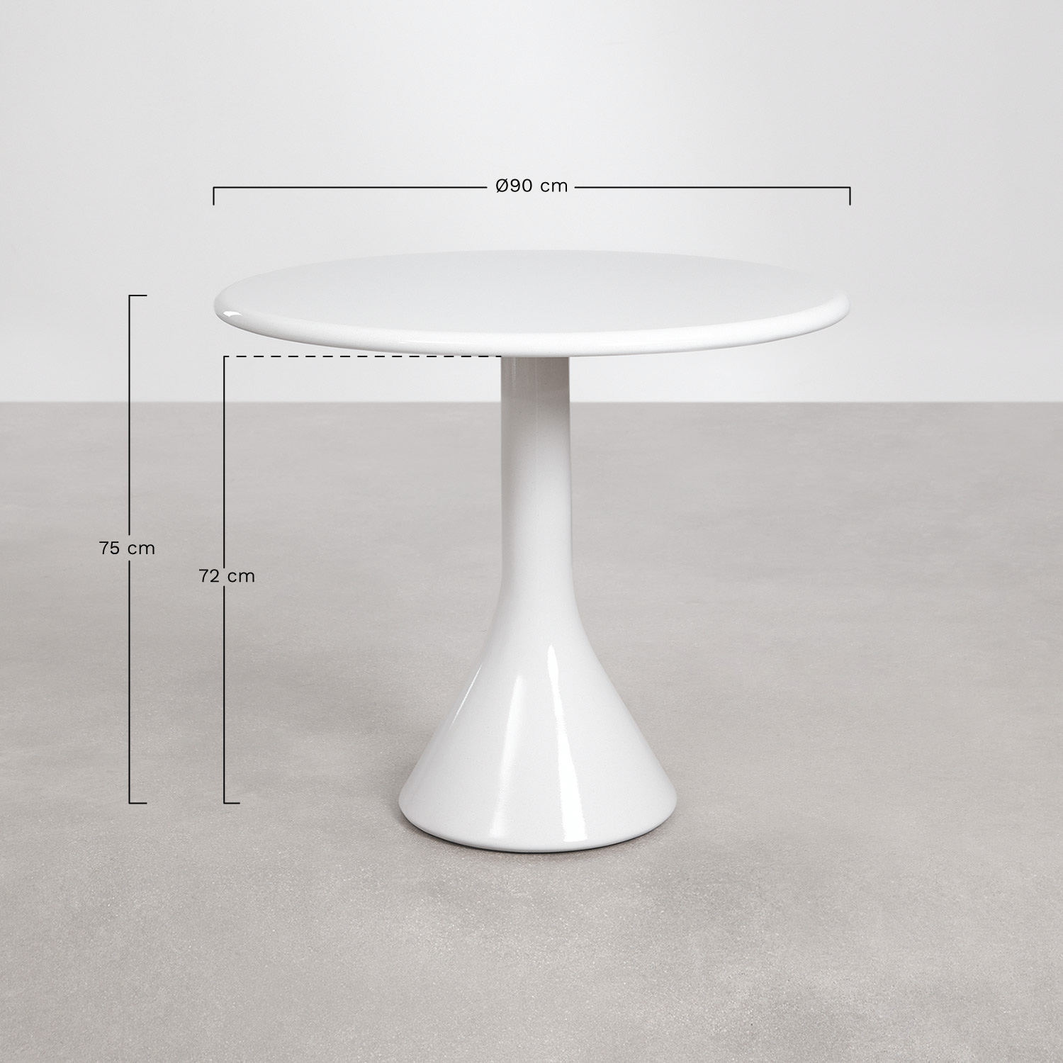 Melody round garden table, Ø90 cm, made of cement and fiberglass, MEASURES