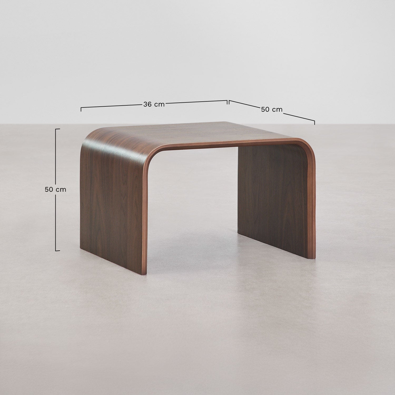 Rectangular nesting side tables in MDF and Namibia veneer, MEASURES