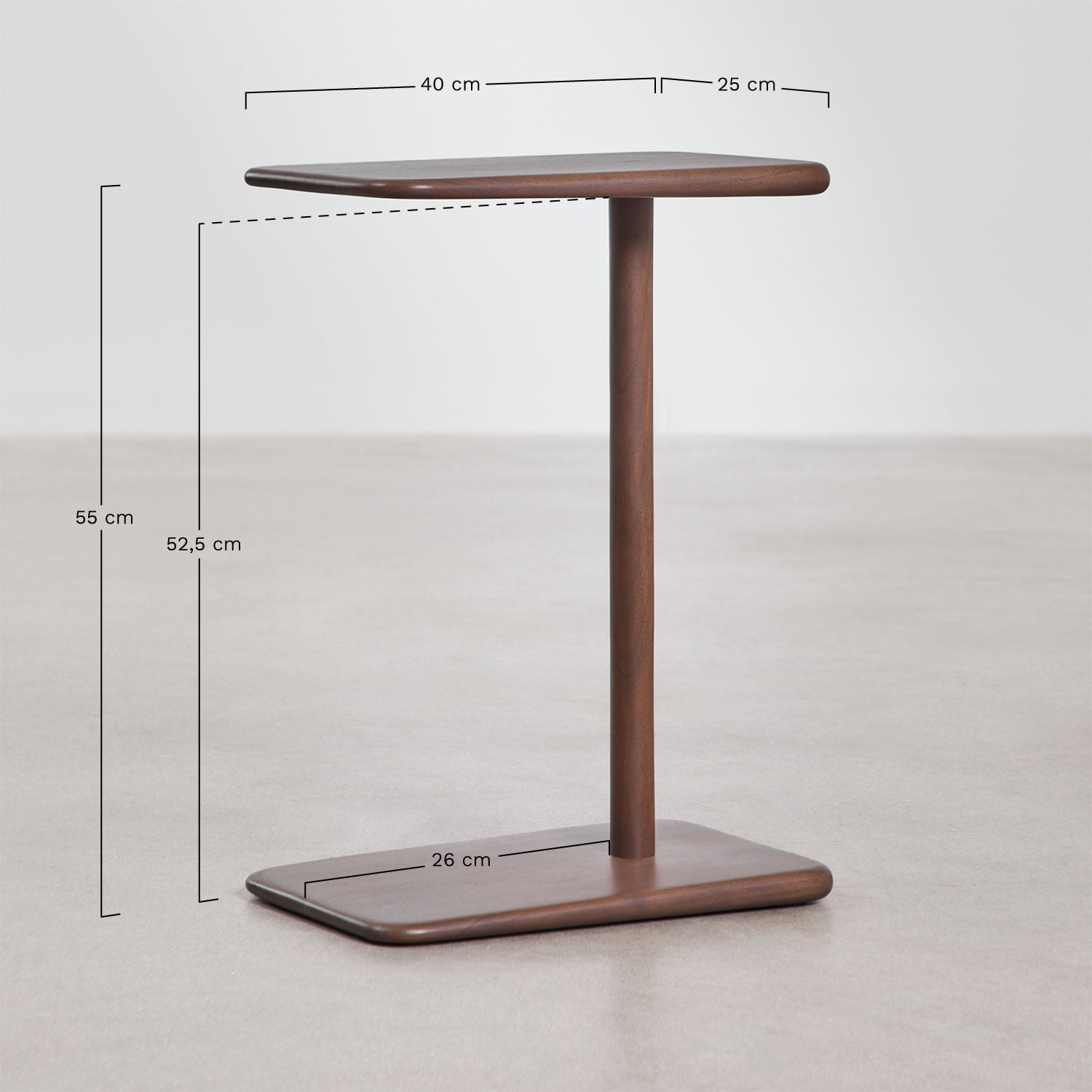 Tinsley rectangular side table 40x25 cm in wood, MEASURES