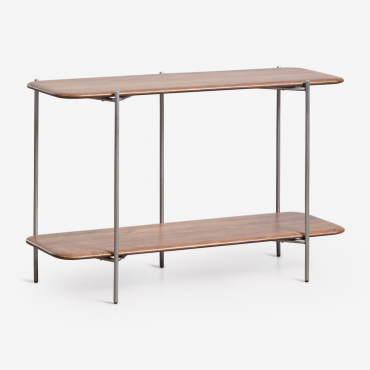 Rectangular 120x40 Cm Hallway Console Table In Mango Wood And Stainless Steel Vimara Dark Handle Wood - Sklum