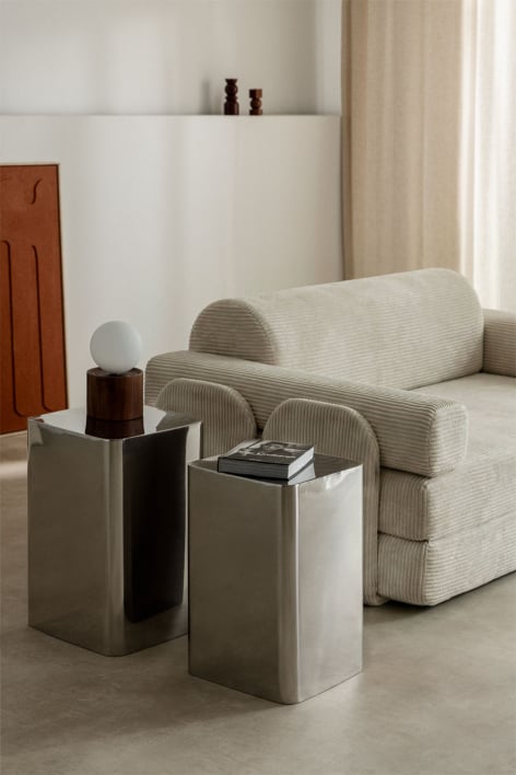 Set of 2 square side tables in stainless steel Loraq