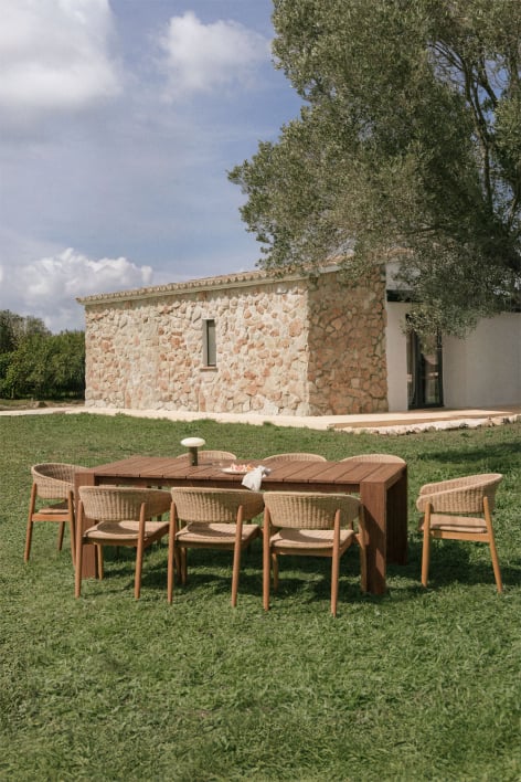 Rectangular 220x100 cm garden table in acacia wood Mirelen