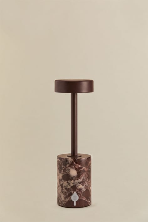 Wireless LED table lamp in iron and natural stone Arianny - Red Marble Cherry Gold