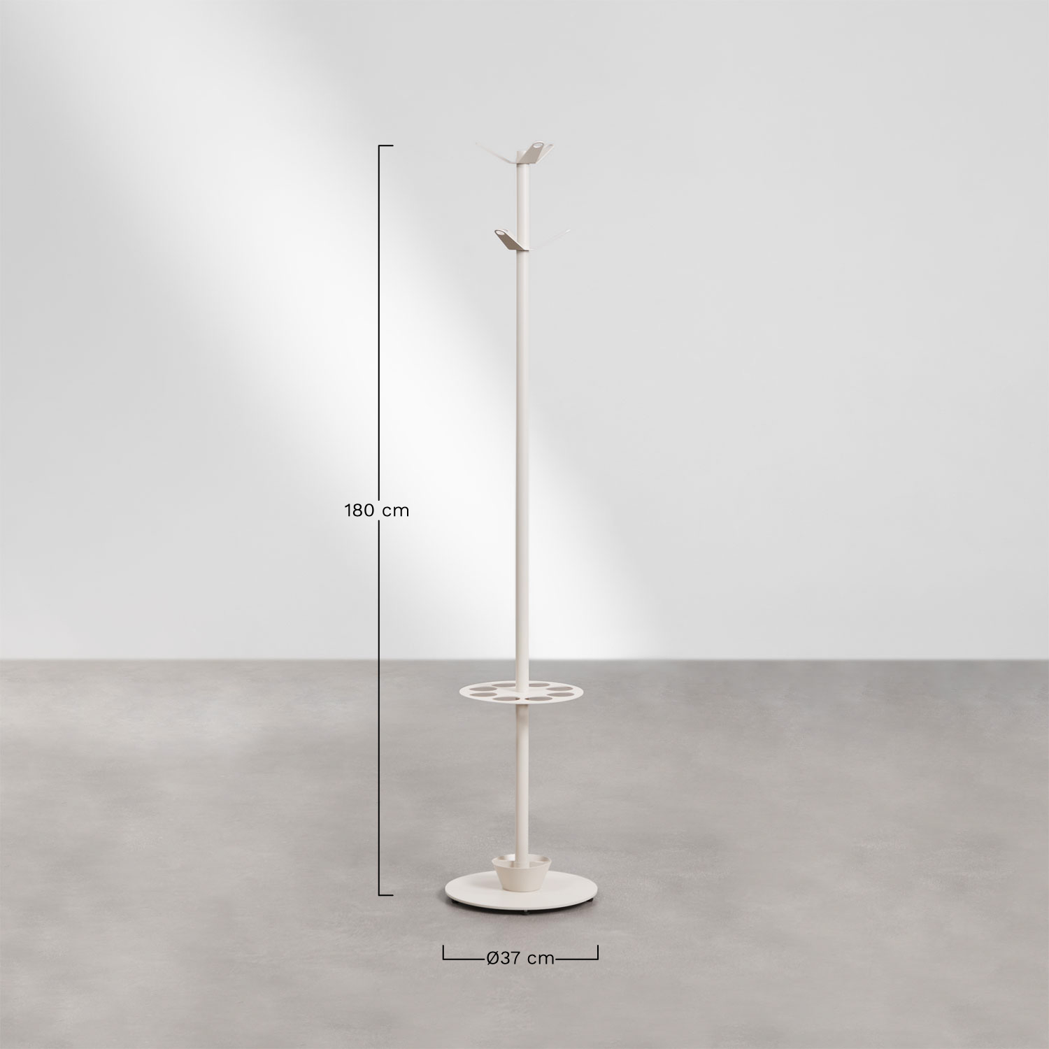 Ercilia iron standing coat rack with umbrella stand, MEASURES