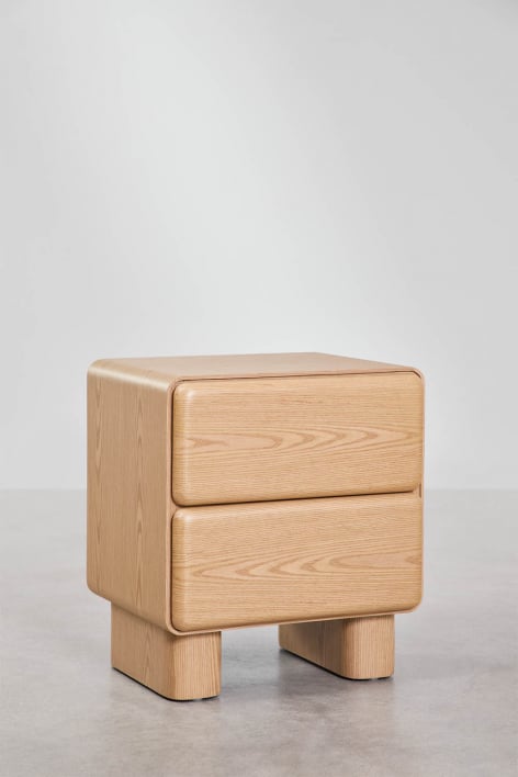 Rectangular bedside table with two MDF drawers Sheila - Brown Oak