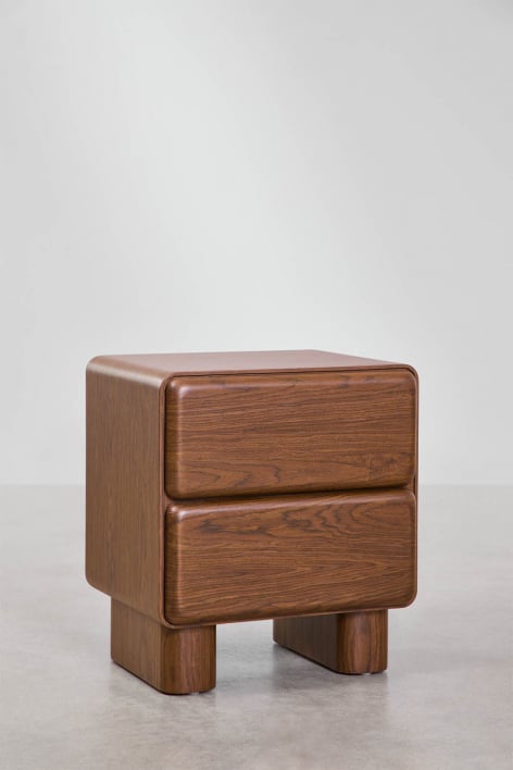 Rectangular bedside table with two MDF drawers Sheila - Brown Chestnut