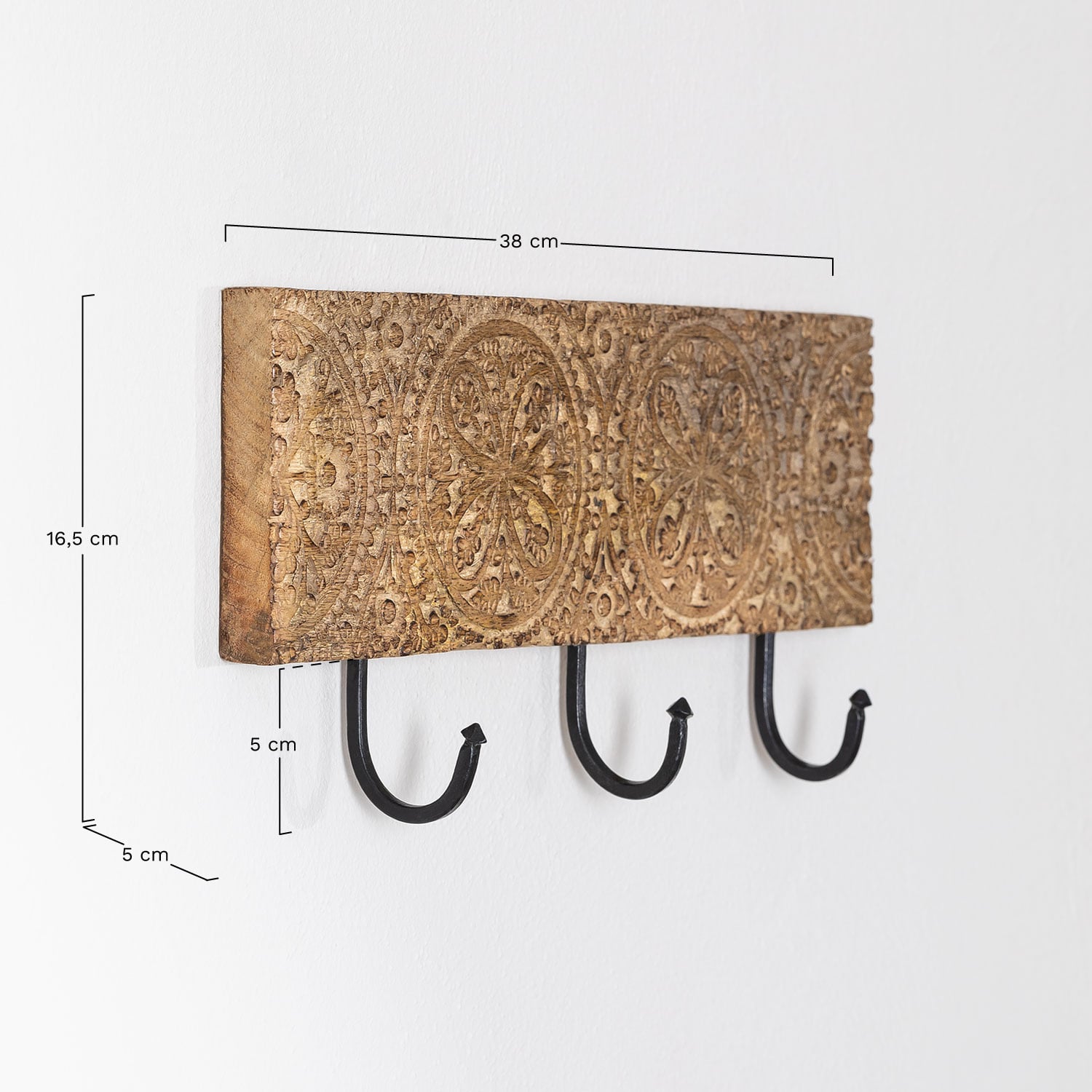 Nanup wooden wall coat rack, MEASURES