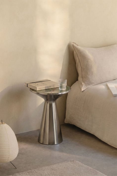 Set of 2 Ø30 cm stainless steel Selmalis bedside tables