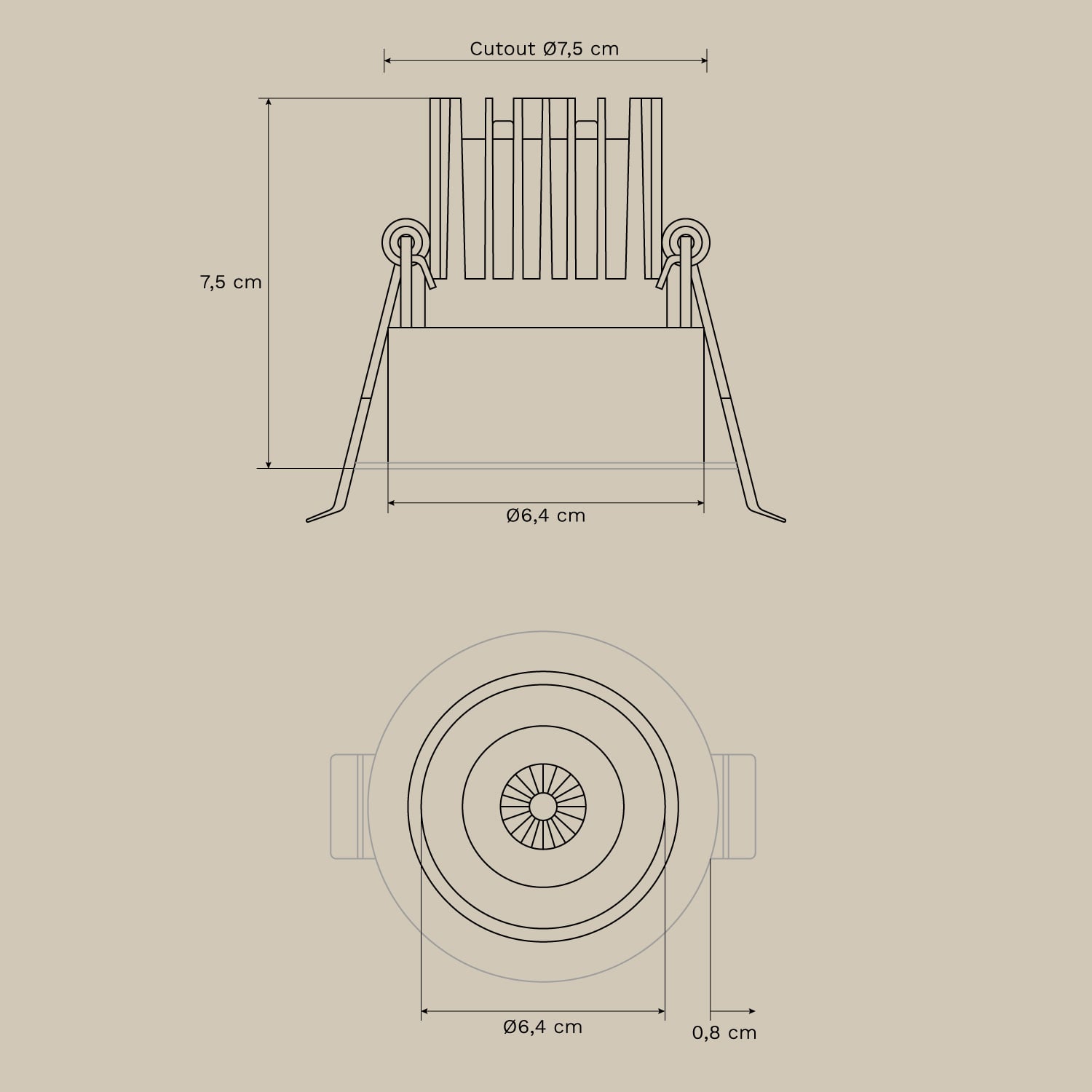 Round trimless recessed LED downlight in aluminum Luisiana, MEASURES