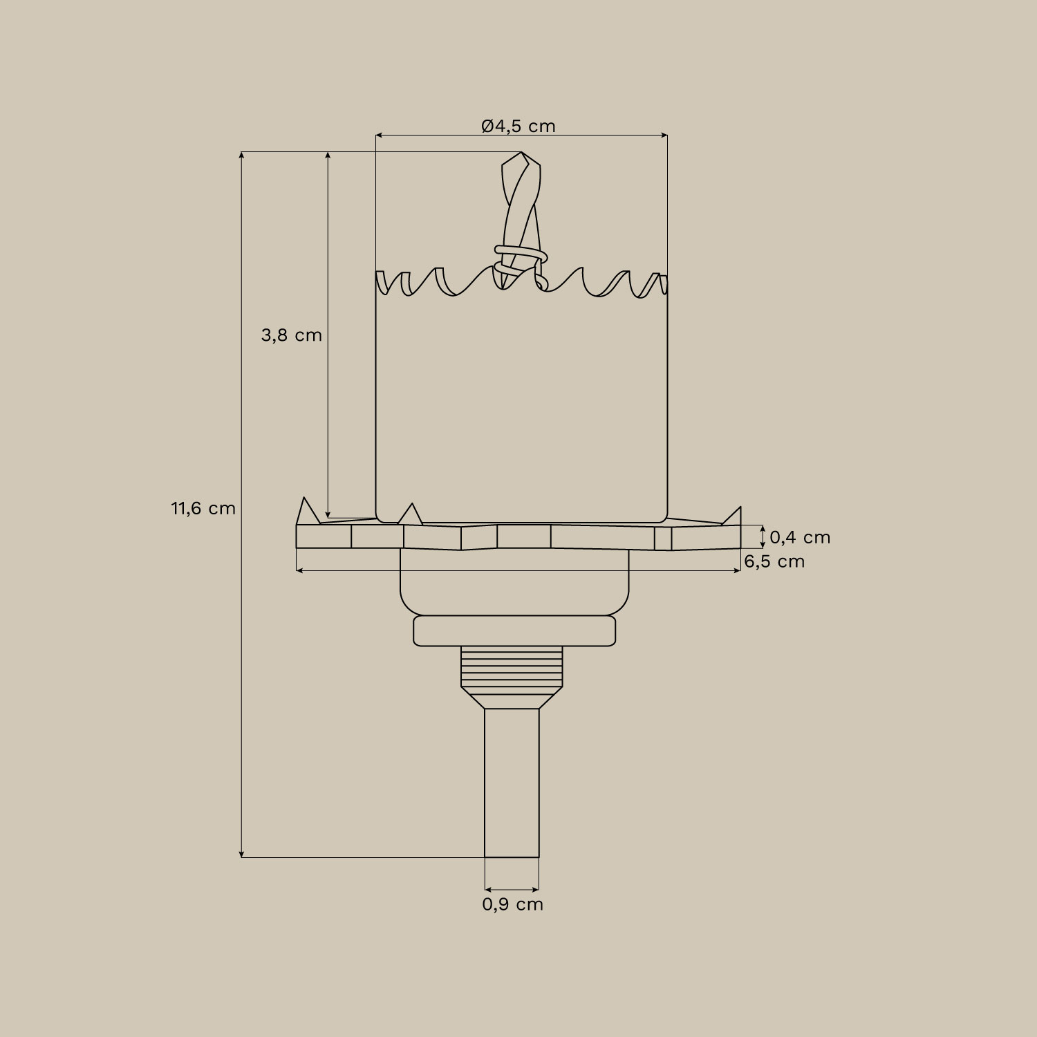 Glendive steel trimless recessed downlight hole saw, MEASURES