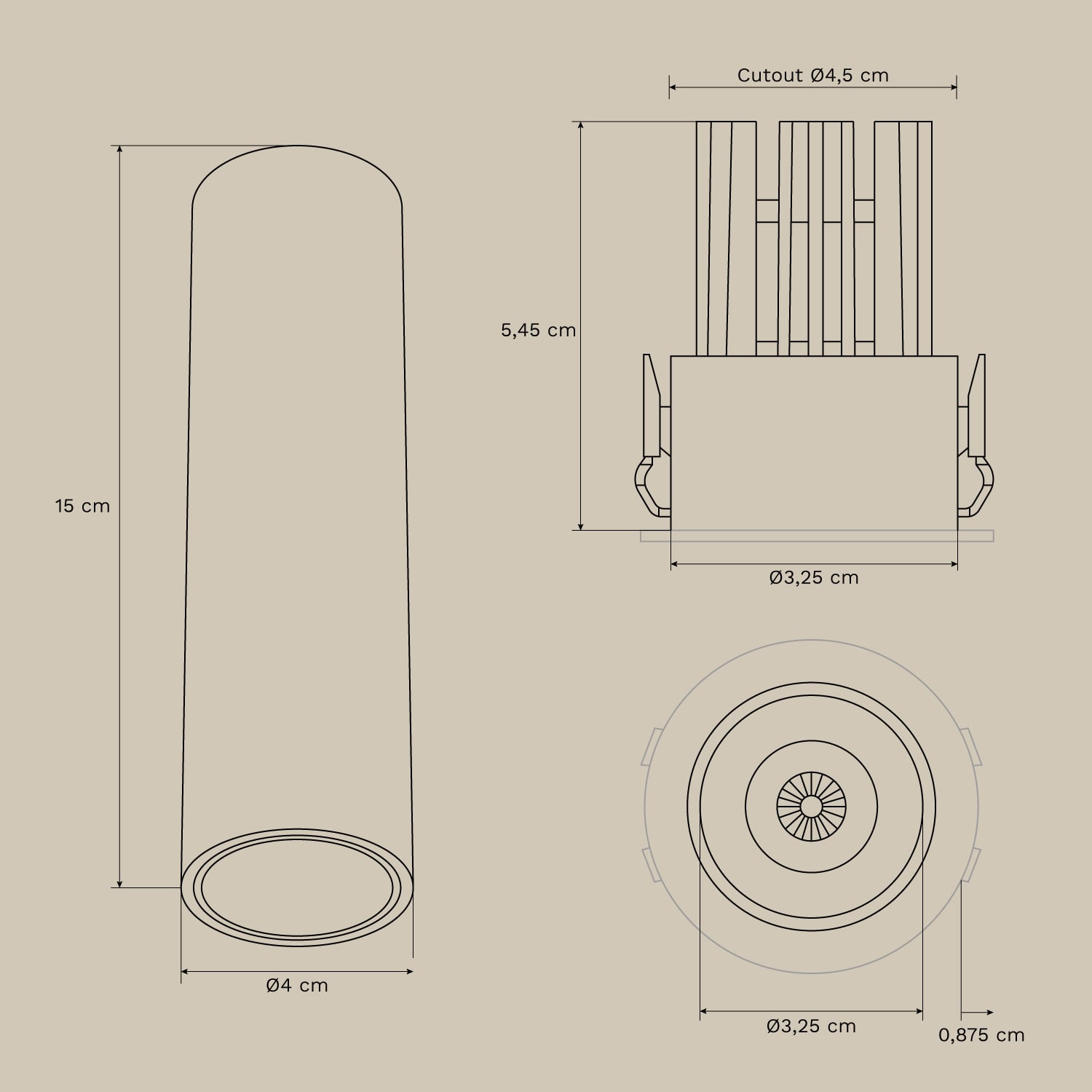 Round surface-mounted LED ceiling light in aluminum Luisiana, MEASURES