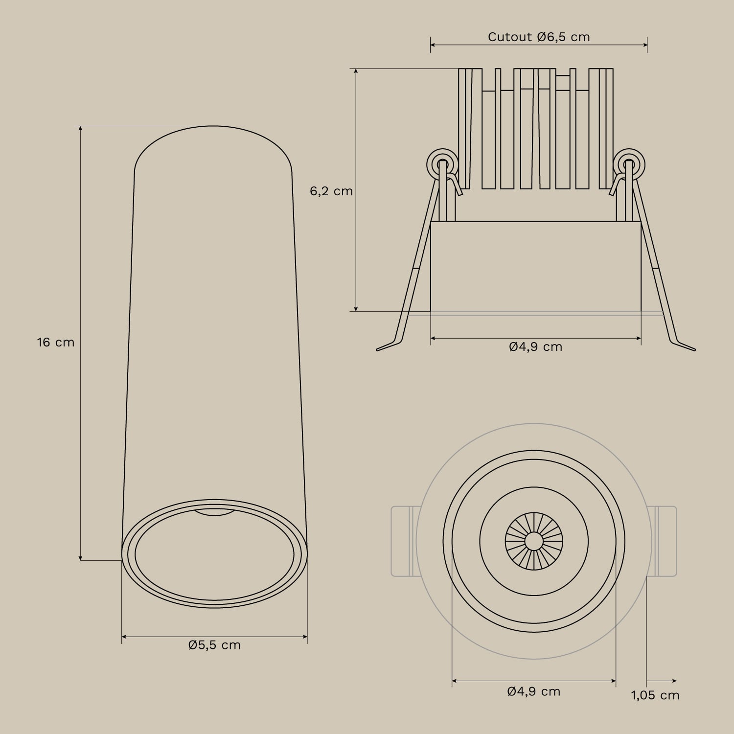 Round surface-mounted LED ceiling light in aluminum Luisiana, MEASURES