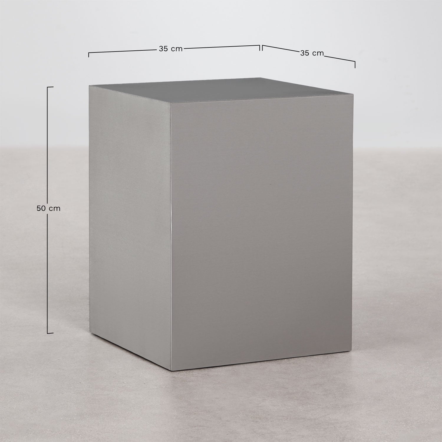 Square side table 35x35 cm in Iuraima stainless steel, MEASURES