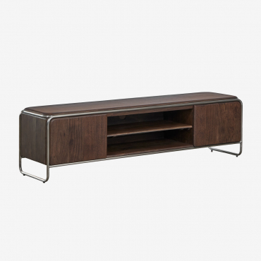 Acacia Wood And Stainless Steel Tv Cabinet Altrex Dark Acacia Brown & 160 X 40 Cm - Sklum