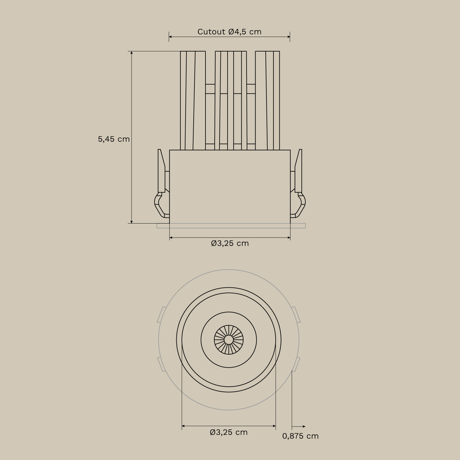 Pack of 2 round trimless recessed LED downlights in aluminum Louisiana, MEASURES