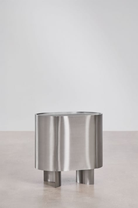 Pack of 2 oval bedside tables 50x35 cm in stainless steel Luena