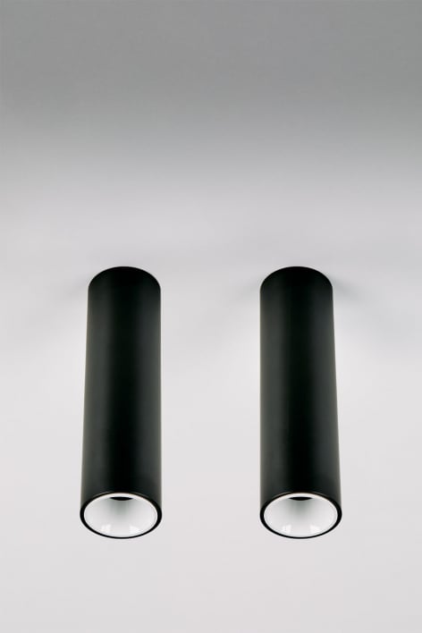 Pack of 2 round surface-mounted LED ceiling lights in aluminum Luisiana