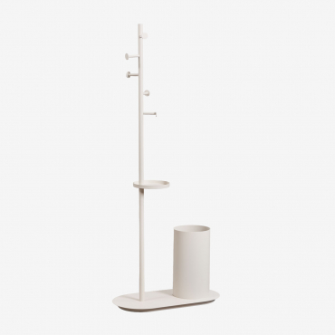 Isalune Iron Standing Coat Rack With Umbrella Stand Tapioca Beige - Sklum