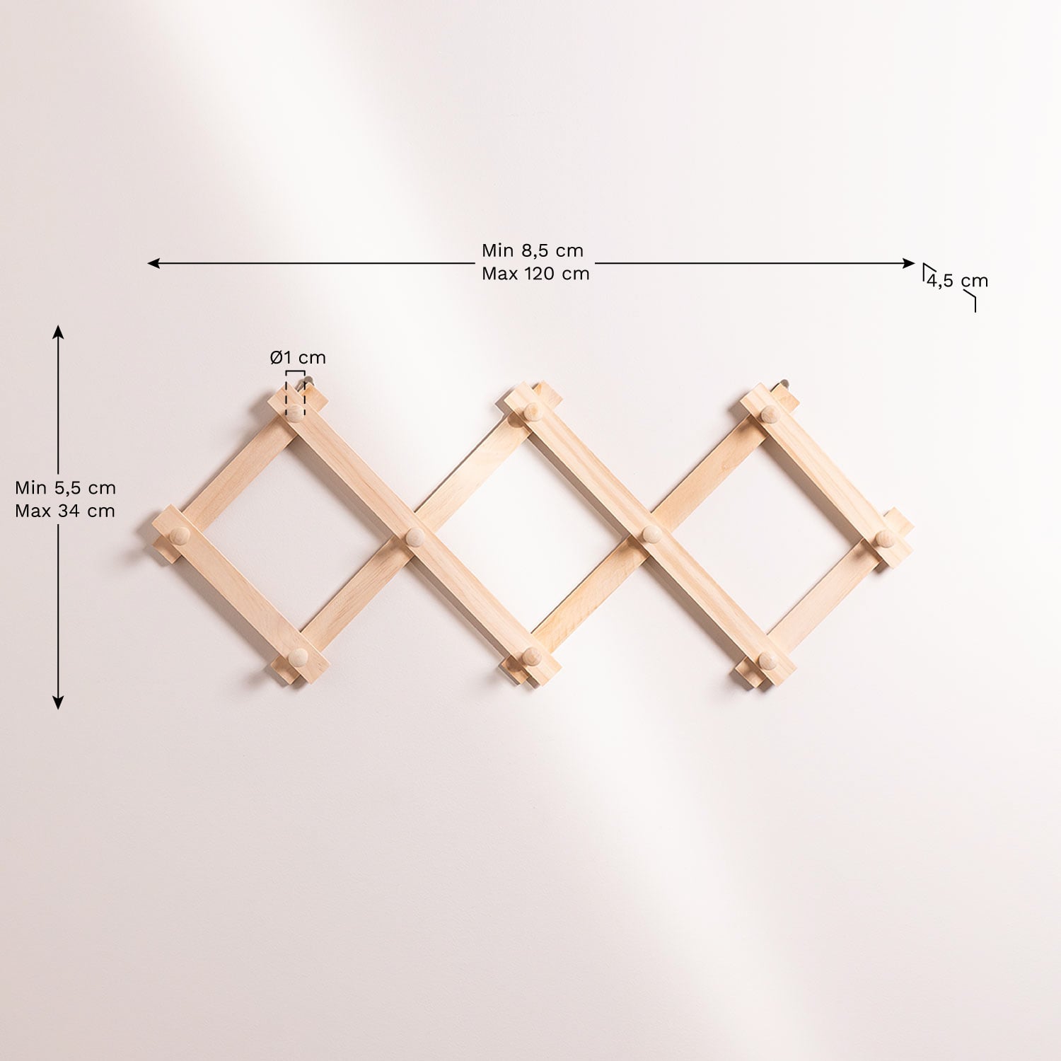 Ixi wooden wall coat rack, MEASURES