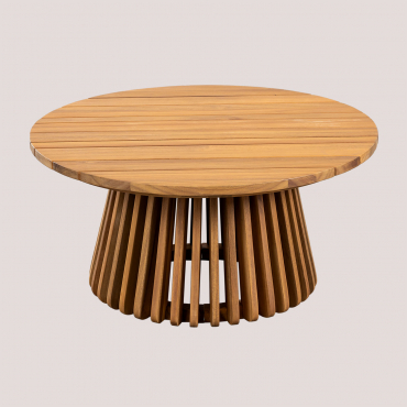 Round Ø80 Cm Garden Coffee Table In Acacia Wood Mura Rustic Acacia Brown - Sklum