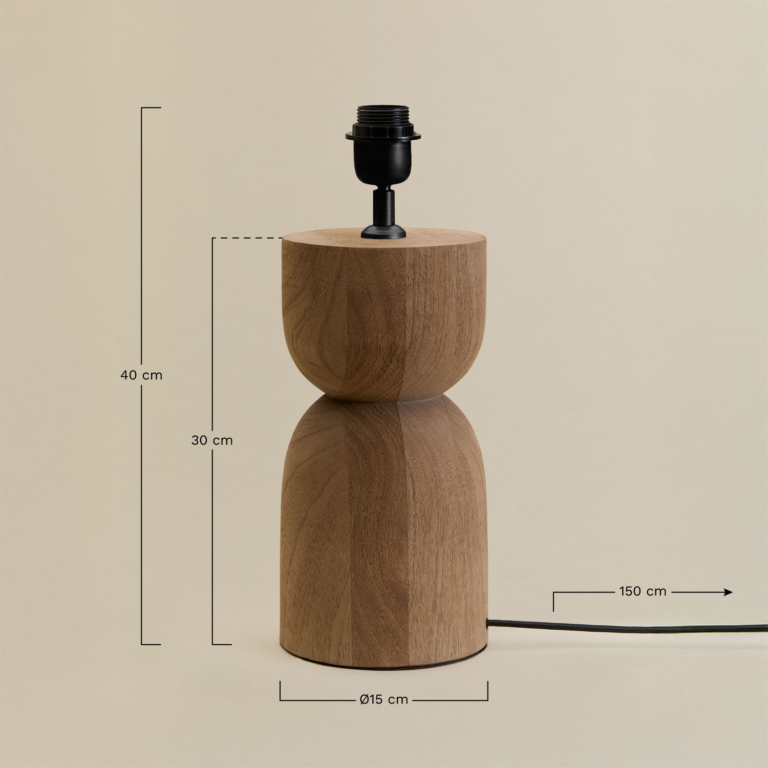 Mango wood table lamp base Diniz, MEASURES
