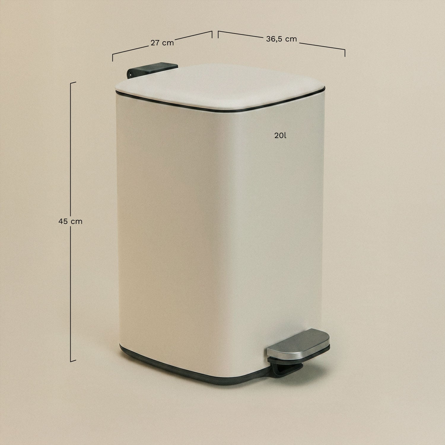 Outdoor pedal bin in Sosuina steel, MEASURES