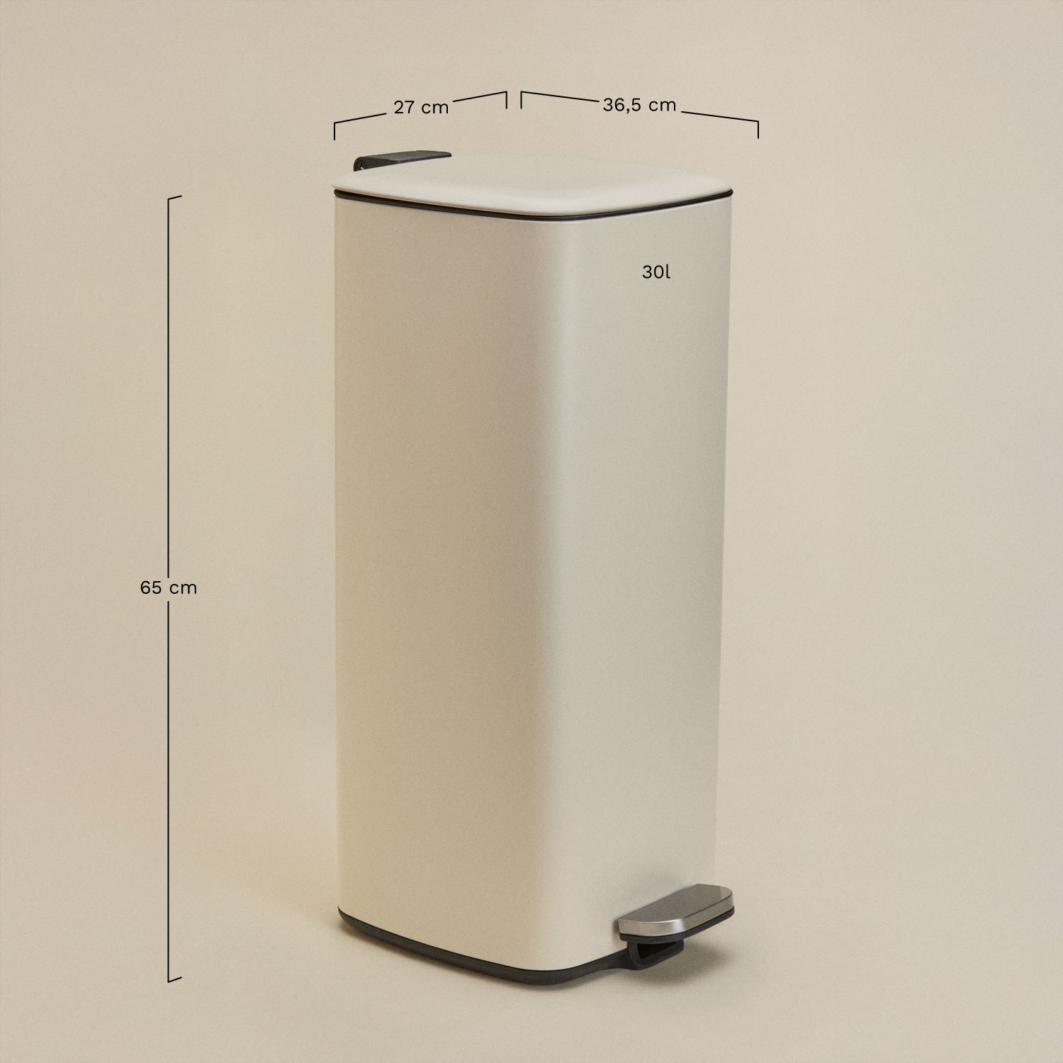 Outdoor pedal bin in Sosuina steel, MEASURES