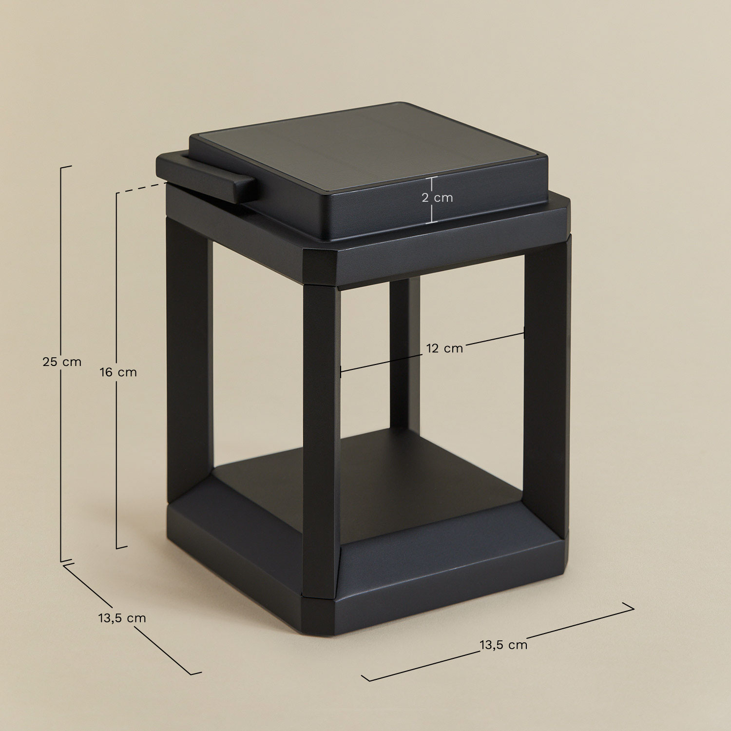 Nualla wireless LED solar outdoor table lamp, MEASURES