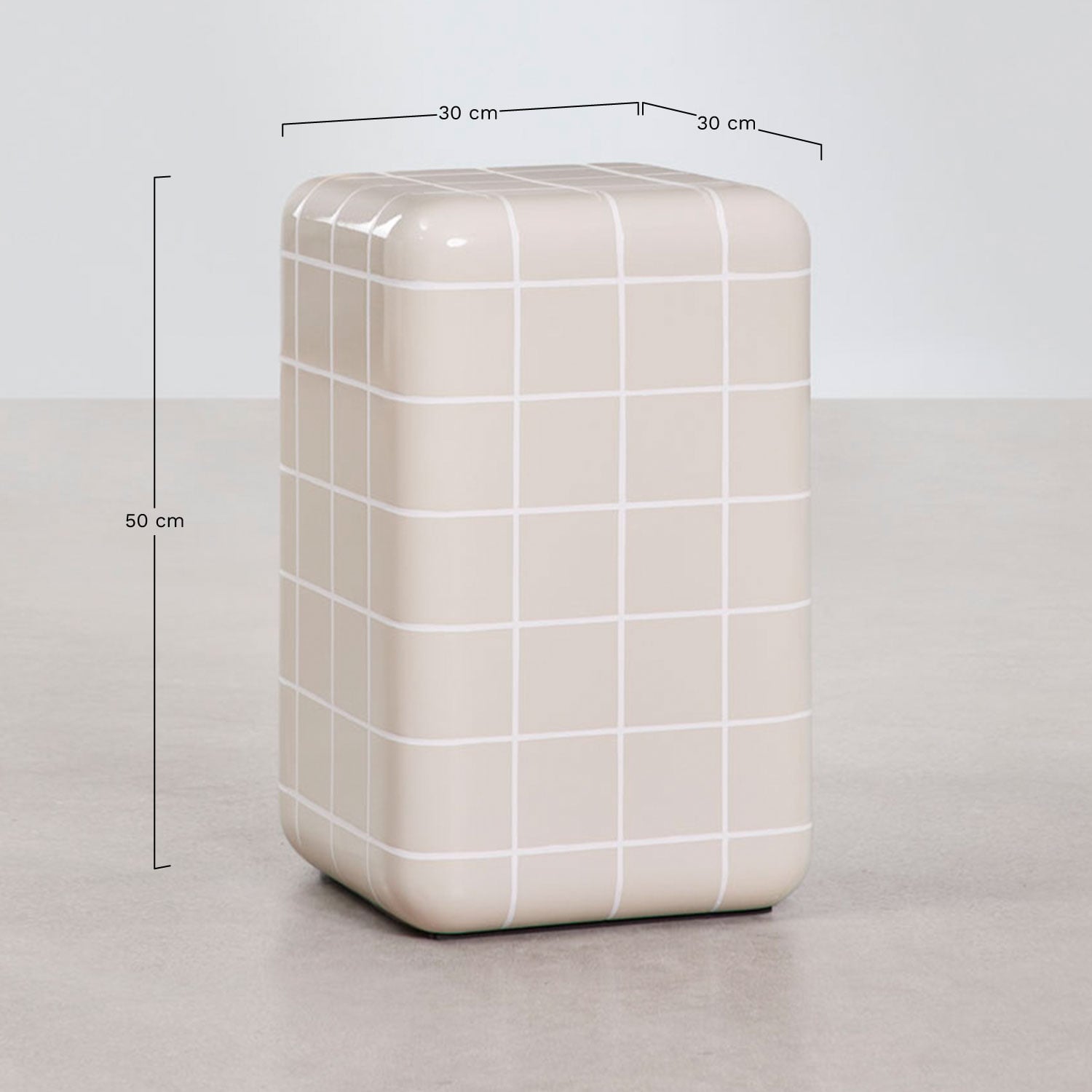 Square 30x30 cm garden side table in tile-look cement Eleonor, MEASURES