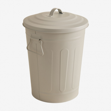 Outdoor Trash Can With Lid In Galvanized Steel Susi Tapioca Beige & 10 L - Sklum
